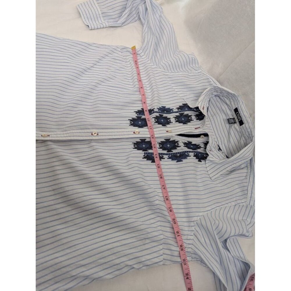 Chaps women's 1X cotton button up shirt stripes with unique cross stitch 019 - Picture 8 of 9